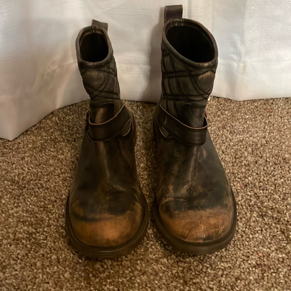 Lucky Brand Brown Leather Combat/Moto Boots